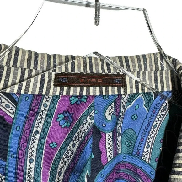 ETRO Mens striped Blazer Jacket size 52 R 42R Gray stripes sport coat - Picture 6 of 9